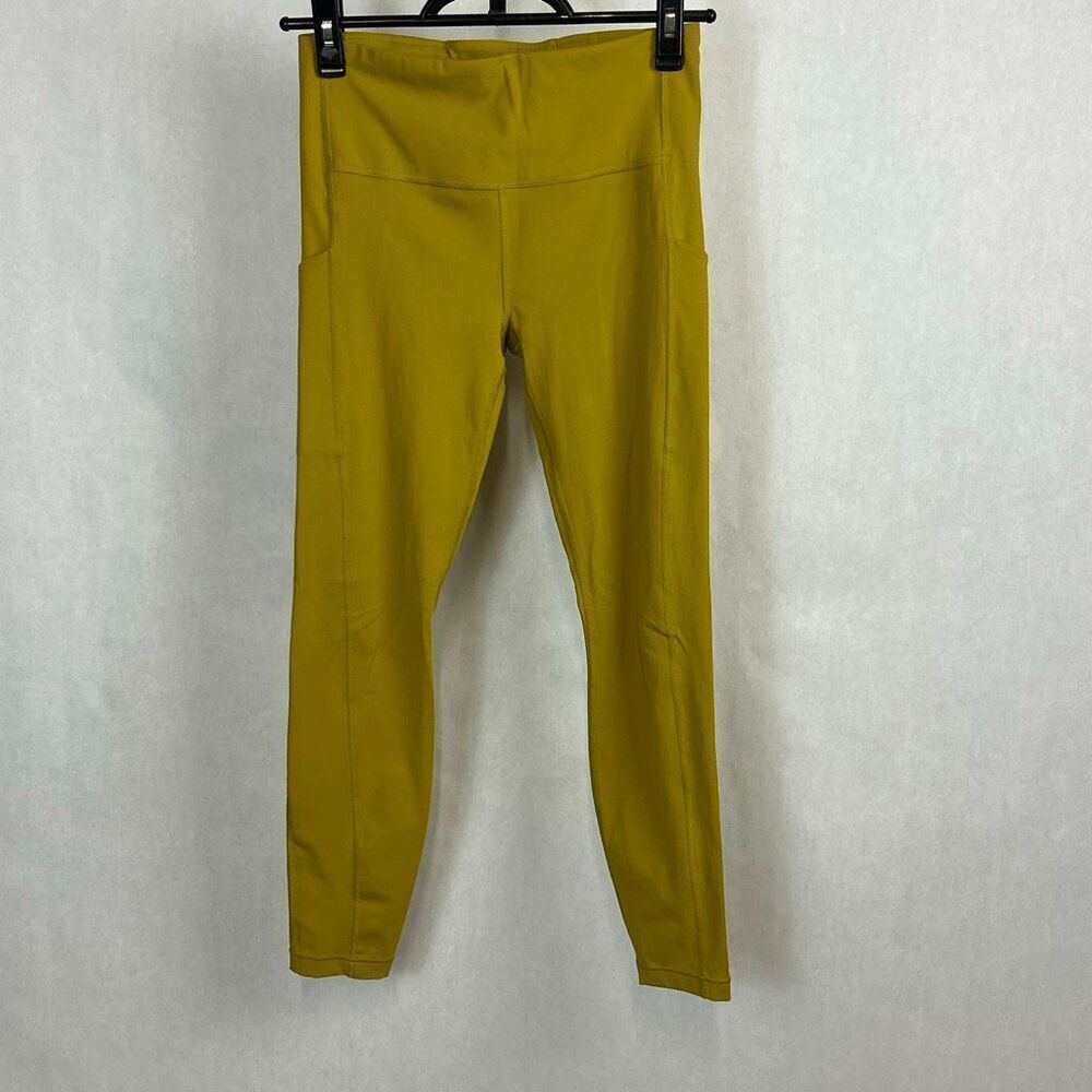 Athleta Ultimate Stash Pocket 7/8 Leggings Sz Small POCKETS Oxidized Yellow